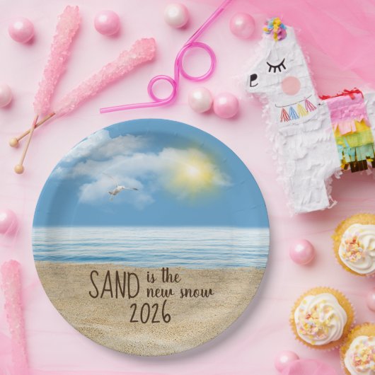 2026 Ocean Beach With Seagull  Pappteller (Party)