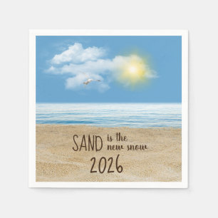 2026 Oceanstrand mit Möwe  Serviette