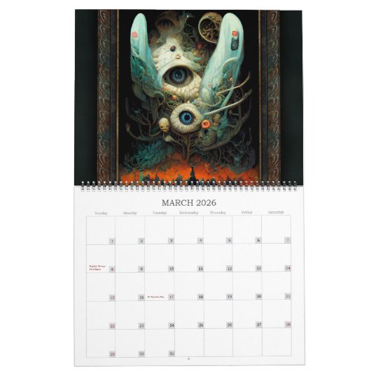 2026 Organisms Surreal Dark Sci-Fi Kalender (Mär 2026)