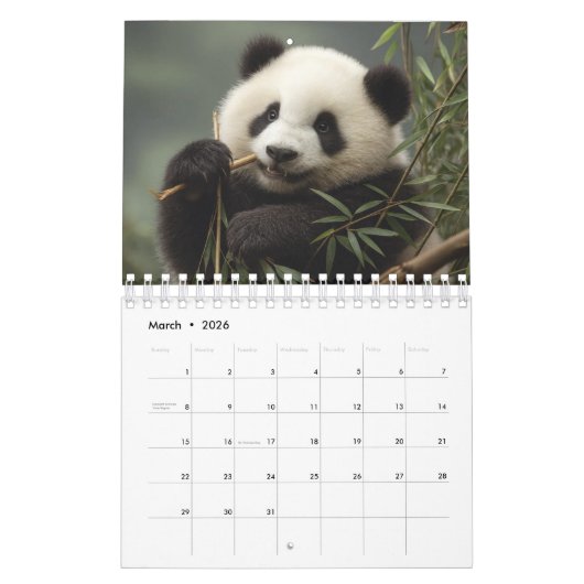 2026 Panda Calendar Kalender (Mär 2026)