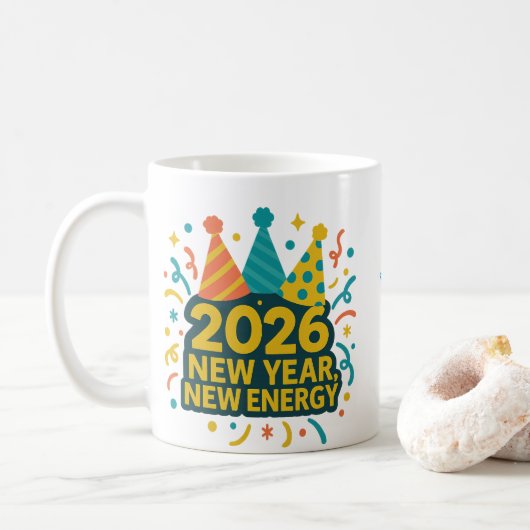 2026 Party Hat Fun Kaffeetasse (Mit Donut)