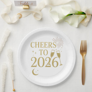 2026 Party-Teller - Elegant Black & Gold Pappteller