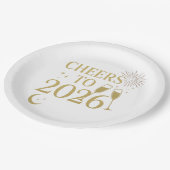 2026 Party-Teller - Elegant Black & Gold Pappteller (Schrägansicht)