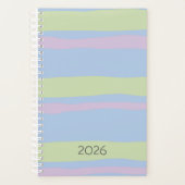 2026 Pastellfarben Pink Blau, grüne, klobige Strei Planer (Vorderseite)