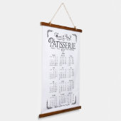 2026 Patisserie wall Calendar, Black and white Wandteppich Mit Holzrahmen (Gewinkelt)