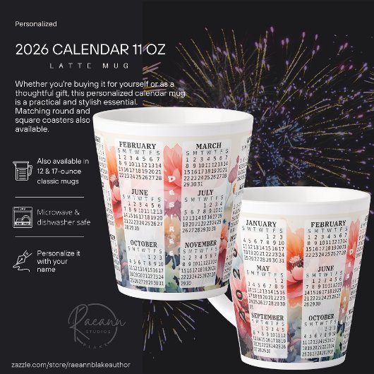 2026 Personalisiert 12 oz Kalender Latte Tasse