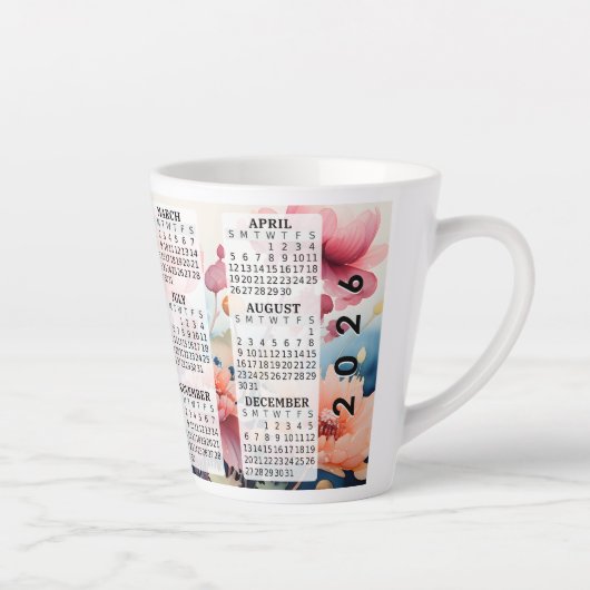 2026 Personalisiert 12 oz Kalender Latte Tasse (Rechts)
