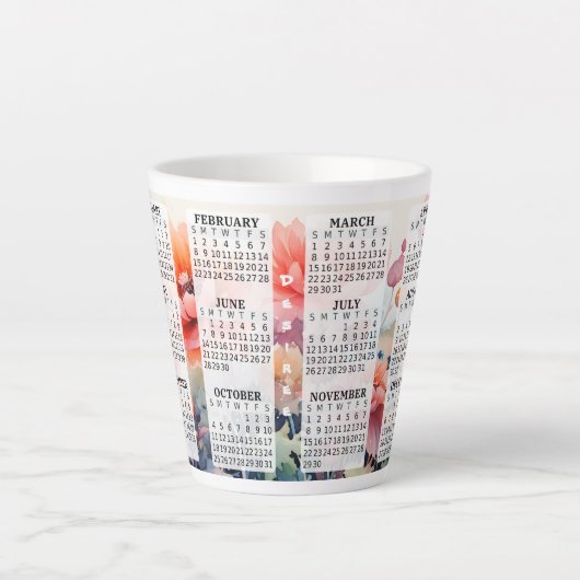 2026 Personalisiert 12 oz Kalender Latte Tasse (Vorderseite)