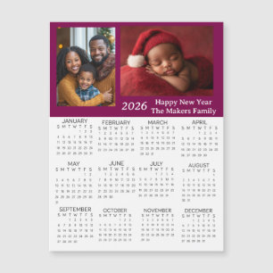 2026 Personalisierte Fotos Mini-Kalender Magnetkarte
