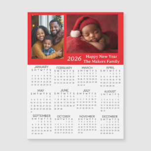 2026 Personalisierte Fotos Mini-Kalender Magnetkarte