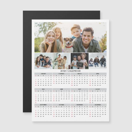 2026 Personalized Family Photo Calendar Magnet (Vorne/Hinten)