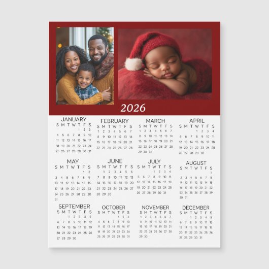 2026 Personalized Photos Mini Calendar Magnetkarte (Vorderseite)