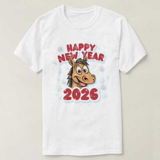 2026 Pferd Sternzeichen Neujahrsfeier. T-Shirt (Design vorne)