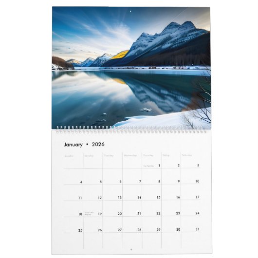 2026 Phantastische schöne Landschaften zwei Kalender (Jan 2026)