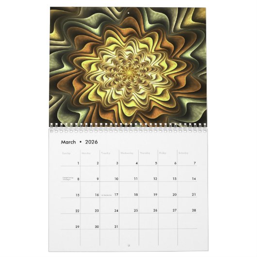 2026 Phantastisches Fraktal Art Psychedelic Kalender (Mär 2026)