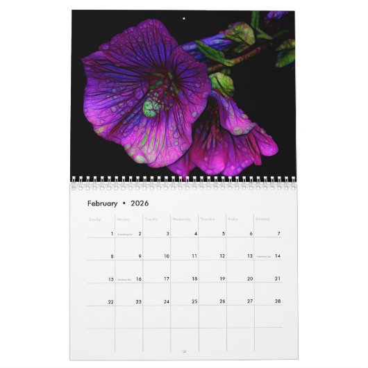 2026 Phantastisches Fraktal Art Psychedelic Kalender (Feb 2026)