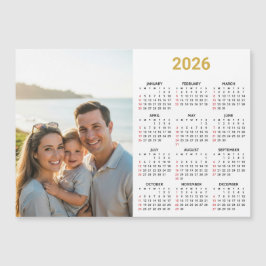 2026 Photo Calendar | Full Year Gold Magnetic Card Magnetkarte