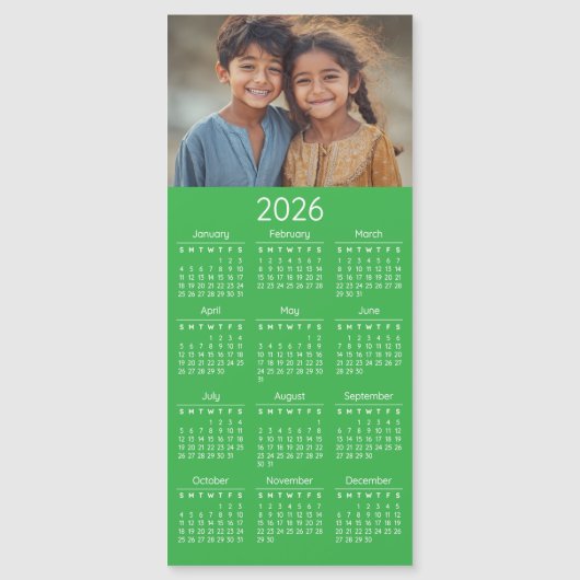 2026 Photo Calendar Kids Family Portrait Magnetkarte (Vorderseite)