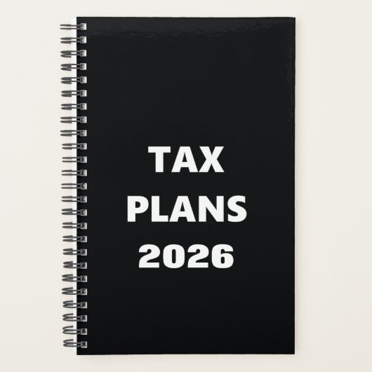 2026 Planer Steuerpläne Schwarz-Weiß-Design (Vorderseite)