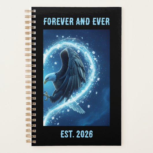 2026 Planner Bald Eagle Heart Love 2 Custom Year Planer (Vorderseite)