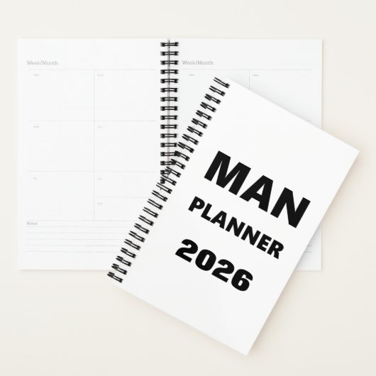 2026 Planner For Men Man Planner Black Font White Planer (Anzeige)