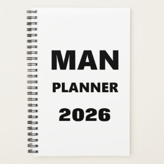 2026 Planner For Men Man Planner Black Font White Planer
