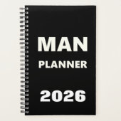 2026 Planner For Men Man Planner White Font Black Planer (Vorderseite)