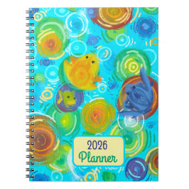 2026 Planner with colorful frogs on colorful water Notizblock