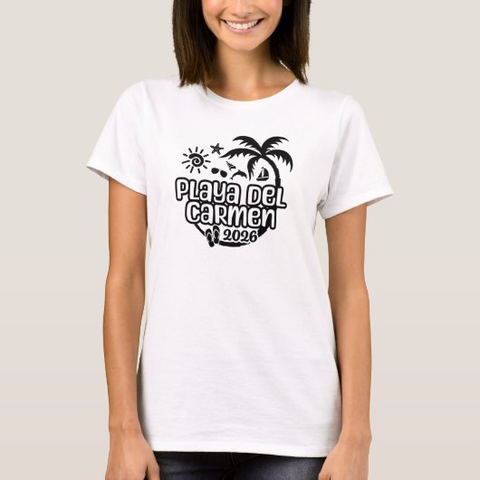 2026 Playa del Carmen, Mexiko Urlaub oder Reise T-Shirt (Vorderseite)