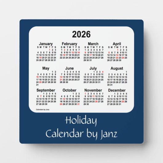 2026 Police Box Blue Holiday Calendar von Janz Fotoplatte (Vorderseite)