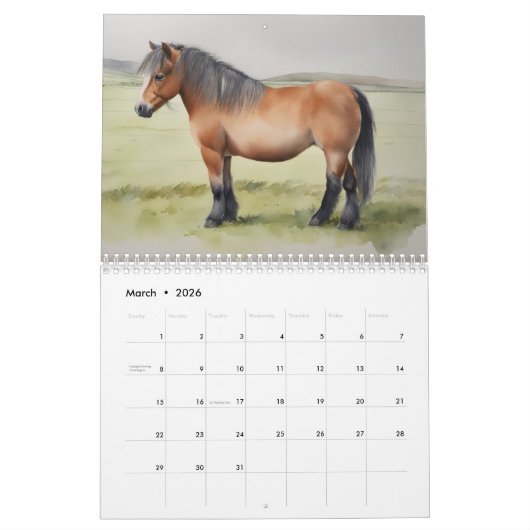 2026 Ponies Kalender (Mär 2026)
