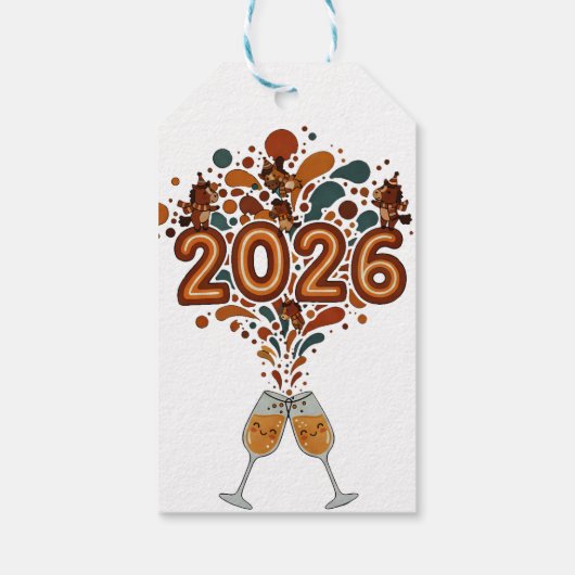 2026 Pony Party Splash – Whimsical New Year Celebr Geschenkanhänger (Rückseite)