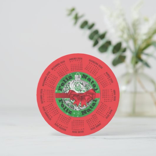 2026 Portugiesischer Kalender Frohe Weihnachten (Stehend Vorderseite)