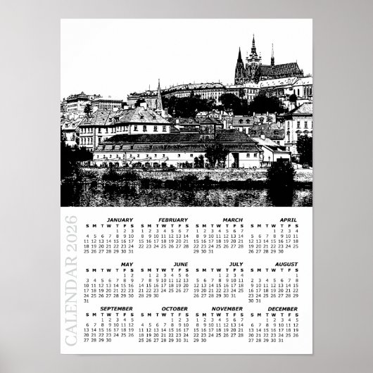 2026 Prag-Kalender, Prager Burg, Tschechien Poster (Vorne)