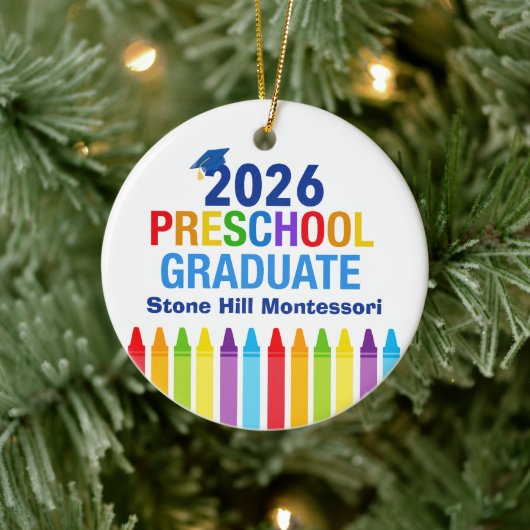 2026 Preschool Graduate Cute Custom Keepsake Keramik Ornament (Baum)