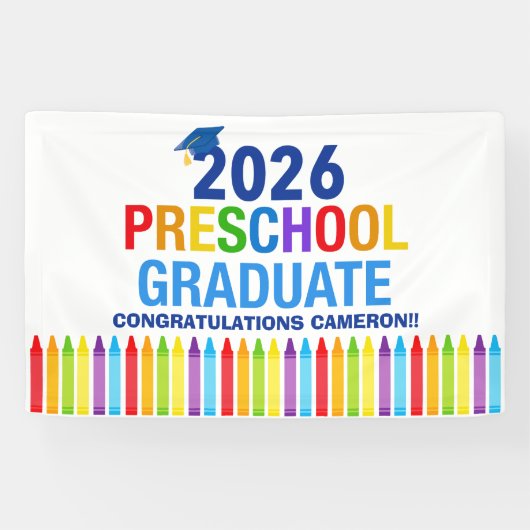 2026 Preschool Graduation Party Custom Graduate Banner (Horizontal)