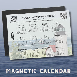 2026 QR-Leuchtturm-Kalender-Magnet für Unternehmen Magnetkarte