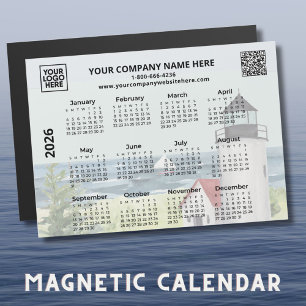 2026 QR-Leuchtturm-Kalender-Magnet für Unternehmen Magnetkarte