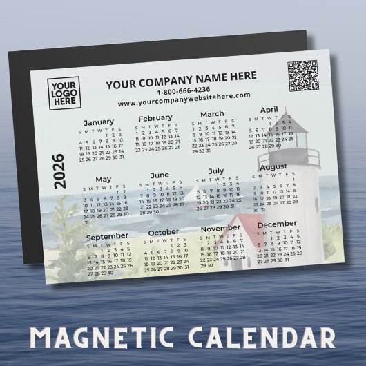 2026 QR-Leuchtturm-Kalender-Magnet für Unternehmen Magnetkarte