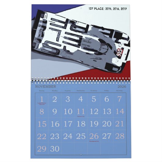 2026 RACING CALENDAR KALENDER (Nov 2026)