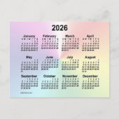 2026 Rainbow Cloud Mini Calendar von Janz Postkarte (Vorderseite)