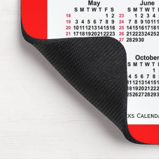 2026 Red 52 Weeks ISO Kalender von Janz Two Tone Mousepad (Ecke)