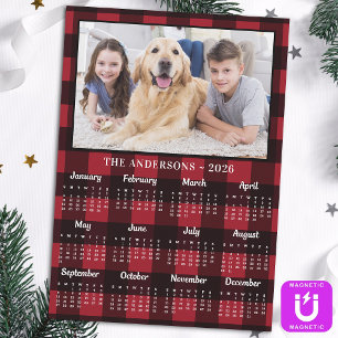 2026 Red Buffalo Kariert Foto Calendar Magnet Card