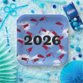 2026 Red Graduation Caps in Sky Pappteller (Party)