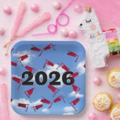 2026 Red Graduation Caps in Sky Pappteller (Party)