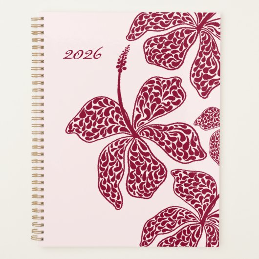 2026 Red Hibiscus Art Floral  Planer (Vorderseite)