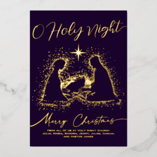 2026 Religious Nativity Manger O Holy Night Script Folien Feiertagskarte