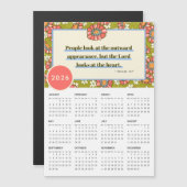 2026 Retro Floral 1 Samuel 16:7 Kalender Magnetkarte (Vorne/Hinten)