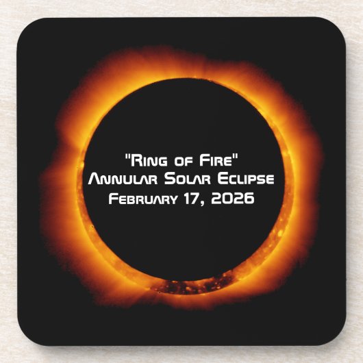 2026 Ring-of-Fire-Sonnenfinsternis Getränkeuntersetzer (Vorderseite)