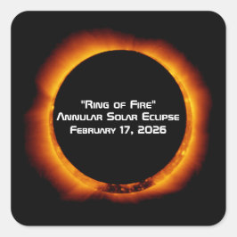 2026 Ringförmige Sonnenfinsternis Quadratischer Aufkleber